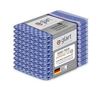 Glart 48GR Lot de 10 torchons de cuisine Premium, 45x90 cm, 100% coton certifié OEKO-TEX, bleu, prélavés