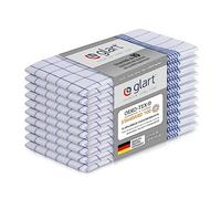 Glart 48KB2 Lot de 10 torchons de cuisine, 50x70 cm, 100% coton certifié OEKO-TEX, à carreaux bleus, prélavés