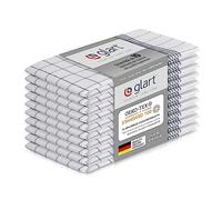Glart 48KG2 Set de 10 torchons 50x70 cm gris à carreaux - 100% coton, certifié OEKO-TEX, pré-lavé, absorbant, lavable, avec crochet, durable, pour maison, cuisine, restauration, bureau