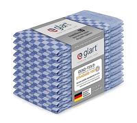 Glart 48SB Lot de 10 torchons de cuisine en fil retors, 50x70 cm, 100% coton certifié OEKO-TEX, bleu, prélavés