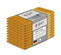 Glart 48YI2 Lot de 10 torchons de cuisine, 50x70 cm, 100% coton certifié OEKO-TEX Standard 100, jaune, prélavés, pour la cuisine et la vaisselle