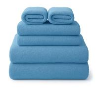 Glart 49M4B Set de 6 Serviettes de Bain Absorbantes en Microfibres de Qualité Professionnelle/Salon de Coiffure. Sèchent Simplement la Peau et Les Cheveux en tamponnant, Couleur Grise