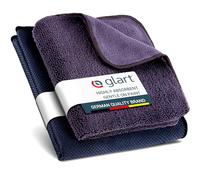 Glart H4432K Lot de 2 chiffons microfibres - 60x40 cm et 32x32 cm - pour cuisine brillante, verre, meubles - sans peluche, doux pour surfaces laquées - lavables, durables et efficaces