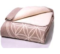 Glart J2BG Couverture Douillette Motif Fleur de Vie Gris - Couverture décorative en mélange Coton polyacrylique pour canapé 150 x 200 cm