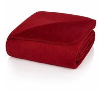 Glart U2B Couverture Douillette uni Bordeaux - Couverture de Maison en mélange de Coton Acrylique pour canapé et lit 150 x 200 cm