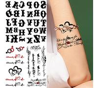 Glaryyears Lot de 5 tatouages temporaires en forme de lettre, tatouages réalistes durables pour le corps, les doigts, le poignet, pour femmes, hommes, adultes, fournitures de fête