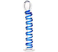 Glas Godemichet Blue Spiral en Verre 19 cm X 2,5-3,9 cm
