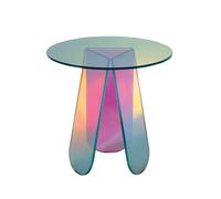 GLAS ITALIA table basse SHIMMER (Ø 52 x 45 cm - Cristal transparent multi-chromatique)