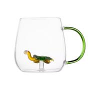 Glas Kaffeetasse - 400 ml 7.5x7x9 cm Milchbecher Henkel | borosilikat hitzebeständig mundgeblasen transparent trinkbecher temperaturbeständig grün design alltag zuhause büro schule kinder getränke tas