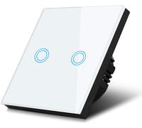 Glas Touch Interrupteur d'éclairage Interrupteur mural écran tactile Eclairage LED blanc Interrupteur double rond