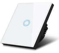 Glas Touch Interrupteur d'éclairage Interrupteur mural écran tactile Eclairage LED blanc Interrupteur simple rond