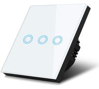 Glas Touch Interrupteur d'éclairage Interrupteur mural écran tactile Eclairage LED blanc Interrupteur triple rond