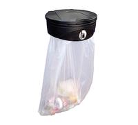 Glasdon Support pour sac poubelle Orbis™ conçu (Noir, Gris) - Porte sac poubelle avec fixation murale et sac transparent pour un maximum de sécurité (Noir (avec couvercle))