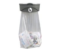 Glasdon Support pour sac poubelle Orbis™ conçu (Noir, Gris) - Porte sac poubelle avec fixation murale et sac transparent pour un maximum de sécurité (Gris (avec couvercle))