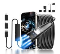 GlasFlength 5m Camera Endoscopique, 1920 HD Ca Mera Inspection Canalisation avec 8+1 Lumières LED Semi Rigide Came ra Canalisation Étanchéité IP67 Cam Era Endoscopique Smartphone pour Android iOS