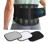 GlasFlength Ceinture Lombaire Homme et Femme, Ceinture Dorsale avec 4 Supports Métalliques Ceintures Lombaires avec Coussin Lombaire Amovible pour Soulever Travailler et Le Confort Quotidien (Noir, L)