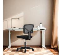 GlasFlength Chaise de bureau sans accoudoirs, petite chaise de bureau ergonomique en maille avec soutien lombaire, chaise pivotante à dossier bas avec hauteur réglable pour bureau à domicile, noir