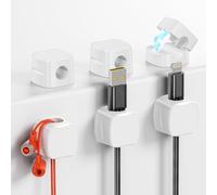 GlasFlength Clips Cable 6 Pièces, Magnétique Clip Cable avec Auto-adhésifs Clips Câble Rangement Management pour Câbles Chargeur Câble Organisateur Table Nuit Cuisine (Blanc)