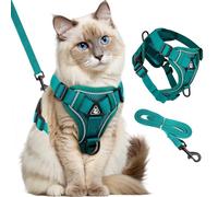 GlasFlength Harnais pour Chat avec Laisse Anti-éclatement, Laisse pour Cha t avec Harnais réglable - Harn ais Souple pour ch at avec Bandes réfléchissantes (Bleu lac, M)