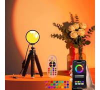 GlasFlength Lampe Coucher de Soleil, 16 Million Couleurs Sunset Lamp Réglable trépied Lampe Sunset avec Contrôle APP et Télécommandes Lampe Ambiance pour Chambre Photographie Live Décoration de Pièce