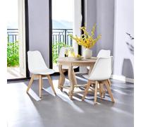 GlasFlength Lot de 4 chaises de salle à manger modernes avec pieds en bois, rembourrées en cuir, chaises confortables pour salon, chambre à coucher, blanc