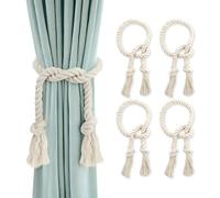 GlasFlength Lot de 4 embrasses de Rideaux bohèmes pour Rideaux - Tricotées à la Main - 100 cm - en Coton - pour Chambre à Coucher, Bureau, Salon - Beige