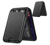 GlasFlength Porte Carte Wallet pour Magsafe, 2 Pièces Portefeuille Support Telephone Cuir Magnetique Porte-Cartes pour Série iPhone 15/14/13/12 et Coque de Téléphone MagSafe (Noir)