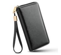 GlasFlength Porte Monnaie Femme avec RFID, Portefeuille Femme avec Fermeture Éclair Grande Capacité Portefeuilles et Porte-Cartes à Compartiments Multiples PU Wallet avec 13 Emplacements pour Cartes