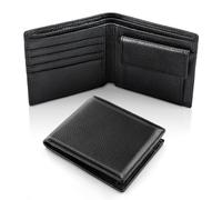 GlasFlength Portefeuille Homme avec Blocage RFID, Porte Monnaie avec 6 Porte Carte Crédit 2 Compartiment à Billets et Poche à Monnaie Grande Capacite Classique Porte Feuille en Cuir PU (Noir)