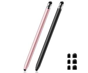 GlasFlength Stylet Tablette, Stylet Tactile Universel 2 en 1 avec Pointe Magnétique en Caoutchouc avec 6 Embouts de Rechange pour iPad iPhone Samsung Huawei Xiaomi Surface Chromebook (Noir + Or Rose)