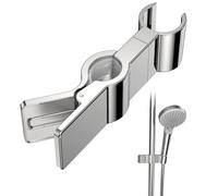 GlasFlength Support Pommeau de Douche, Support Douchette Relevable en Alliage de Zinc Support Douche à Main Remplaçable 15-28mm Support de Douche pour Baignoire Salle de Bain Sans Perçage (Argent)