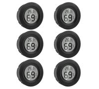 GlasFlength Thermomètre Hygromètre Moniteur LCD, 6PCS Mini Digital Température Humidité Indicateur Humidimètre Termometre Interieur Exterieur pour Maison Bureau Chambre de Bébé Greenhouse (Noir Rond)