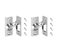 GlasFlength Verrou de Porte à Angle Droit 90 Degrés, Loquet de Porte de Verrouillage Coulissante Moulage de Précision en Acier Inoxydable à Angle Droit Grange Coulissante avec 4 Vis (Argent)