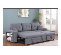 Glasgow canapé d'angle droit convertible en tissu gris 4 places