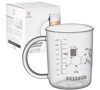GLASKEY Bécher à Caféine,Verre Doseur en Borosilicate Anti-goutte de 16 oz,Tasse De Molécule De Caféine Tasse avec Poignée,Nouveauté Chimie Science Enseignant Cadeaux pour Femmes Hommes