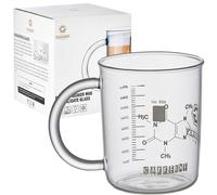 Glaskey Cafeine Beaker Mug 16 oz Anti-Dripping Borosilicate Cafeine Mug Cake Coffee Caked With Handle Chemistry Tug Mesuring For Coffee Tea Hot a