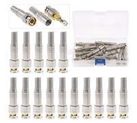 Glasks 15 Pack BNC connecteur coaxial mâle RG59 RG6 terminal coaxial plaqué or fileté adaptateur en laiton pour CCTV Home Security Surveillance Camera RG59 RG6