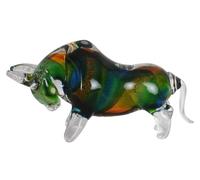 Glaskunst STIER Villa Picasso Figurine en verre de style Murano 30 cm Sculpture unique soufflée à la bouche Tourbillon de couleur Figurine décorative Taureau abstrait Objet d'art lourd Fait main