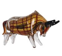 Glaskunst Taureau « Villa Picasso » - Figurine en verre design de style Murano - Soufflée à la bouche et fabriquée à la main - Verre épais lourd avec motif à carreaux - Environ 15 × 9 × 30 cm