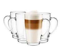 Glasmark KROSNO 1992 Lot de 4 à café, à thé avec anse, 400 ml, café, thé, latte, à thé, à boire, grand verre, passe au lave-vaisselle Alex