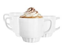 Glasmark KROSNO 1992 Lot de 4 Tasses à Café 260 ml en Céramique Blanche - Grands Mugs avec Anse pour Cappuccino et Boissons Chaudes - pour Maison et Bureau - Résistant au Lave-Vaisselle - Zoya