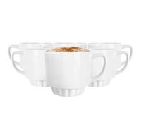 Glasmark KROSNO 1992 Lot de 6 Tasses à Café 260 ml en Céramique Blanche - Grands Mugs avec Anse pour Cappuccino et Boissons Chaudes - pour Maison et Bureau - Résistant au Lave-Vaisselle - Zoya