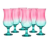 Glasmark KROSNO 1992 Lot De 6 Verres À Cocktail À Pied En Verre Transparent Verres À Eau Jus Soda Rose Turquoise Colorful 420 ml