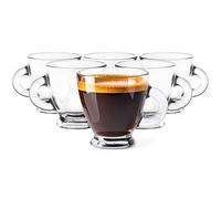Glasmark KROSNO 1992 Lot de 6 Verres à Espresso 85 ml avec Poignée, Roma | Petites tasses en verre pour café intense et ristretto, maison, restaurant et hôtel, lavable au lave-vaisselle