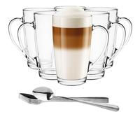 Glasmark KROSNO 1992 s À Café En Transparent Lot De 6 400 ml Thermiques Avec Cuillères Thé Latte Cappuccino