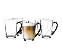 Glasmark KROSNO 1992 Verre Thé Café Avec Poignée 300 ml Robuste Lavable Au Lave Vaisselle Brillant Poignée Noire