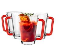 Glasmark KROSNO, 250 ml, lot de 4, set de s, tasses en, s à boire en avec anse, oreille colorée, à boire, tasse, gobelet en avec combiné, passe au lave-vaisselle