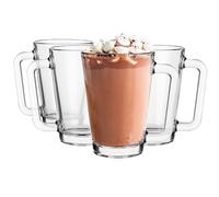 Glasmark KROSNO, 250 ml, lot de 4, set de verres, tasses en verre, verres à boire en verre avec anse, oreille colorée, verre à boire, tasse, gobelet en verre avec combiné, passe au lave-vaisselle