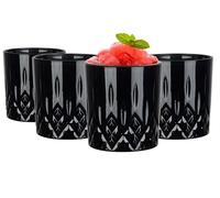 Glasmark Krosno Ensemble de verres à whisky Whisky Rhum Gin Bourbon Verres à cocktail Cadeaux Coffret cadeau d'anniversaire pour hommes amateurs de whisky Accessoires d'alcool Noir 4 x 280 ML