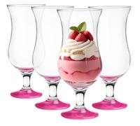 Glasmark Krosno Lot de 4 verres à cocktail Long Drink Cocktail Gin Bière Eau Long Drink Verres à cocktail Verre à eau Verre à smoothie Dessert Passe au lave-vaisselle Rose 4 x 420 ml